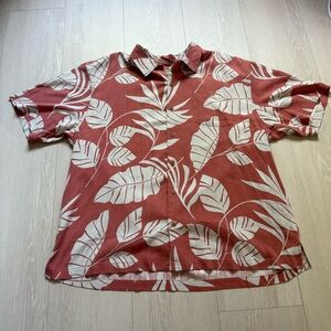 3/$10 Tommy Bahama Silk Short Sleeve Hawaiian Red White Floral Shirt